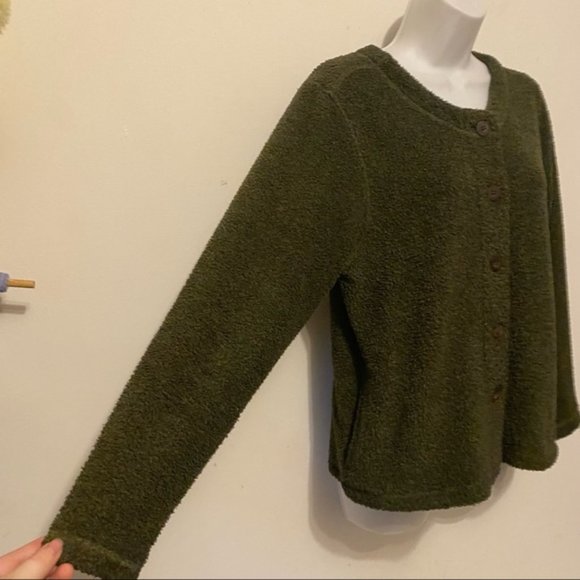 Vintage ALPS Olive button down Fuzzy cardigan Jacket size large - Picture 12 of 16